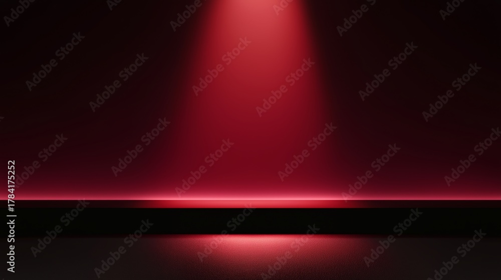 Obraz premium A Dramatic Spotlight Illuminating a Dark Stage with Vibrant Red Hues Creating a Captivating and Energetic Atmosphere for Performances