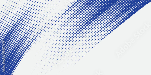 Abstract speed line style blue halftone banner design template. white and blue halftone dot pattern with grunge texture. Sporty style white and black dot pop art comic.