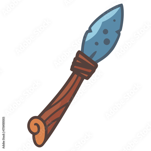 wooden spear ancient tool flat color vector illustration template design