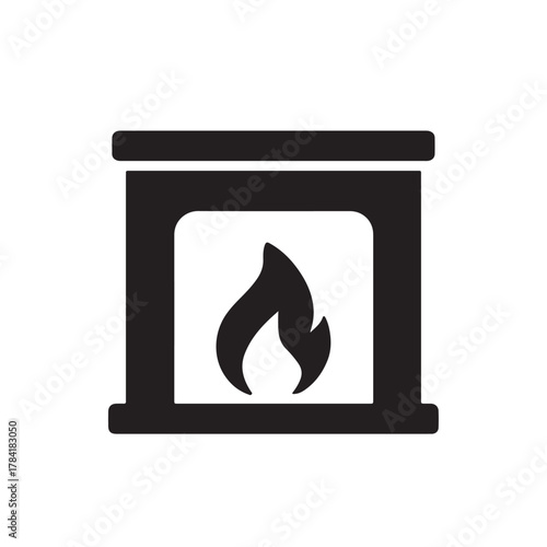 Simple black silhouette of a house with a smoking chimney