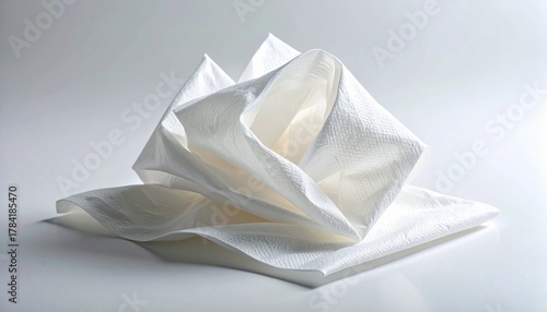 Wallpaper Mural White paper napkin folded on a clean white surface, elegant and simple background for hygiene, dining, or cleaning concepts Torontodigital.ca