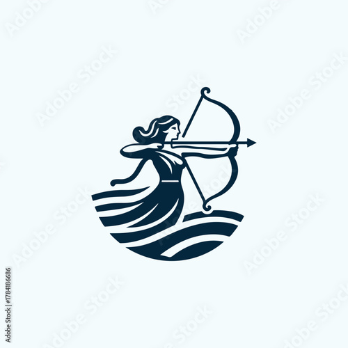 Artemis Archer Olympian Goddess Logo