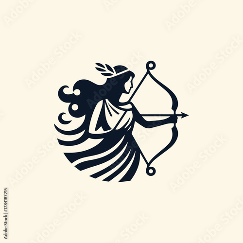 Artemis Archer Olympian Goddess Logo
