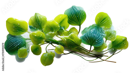 Emerald Oasis: A collection of vibrant green water plant, the image is a perfect illustration of freshness and purity. Showcasing the intricacies of nature.