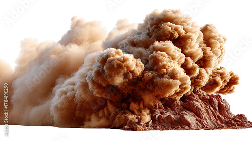 Dust Cloud's Dramatic Display: Witness a colossal cloud of dust erupting in a display of raw power and imposing scale.