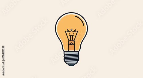 Simple glowing incandescent light bulb vector illustration.