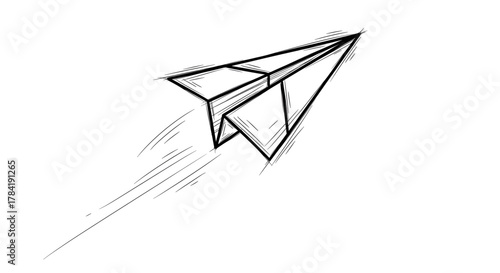 Simple paper airplane soaring through the air with speed and grace.