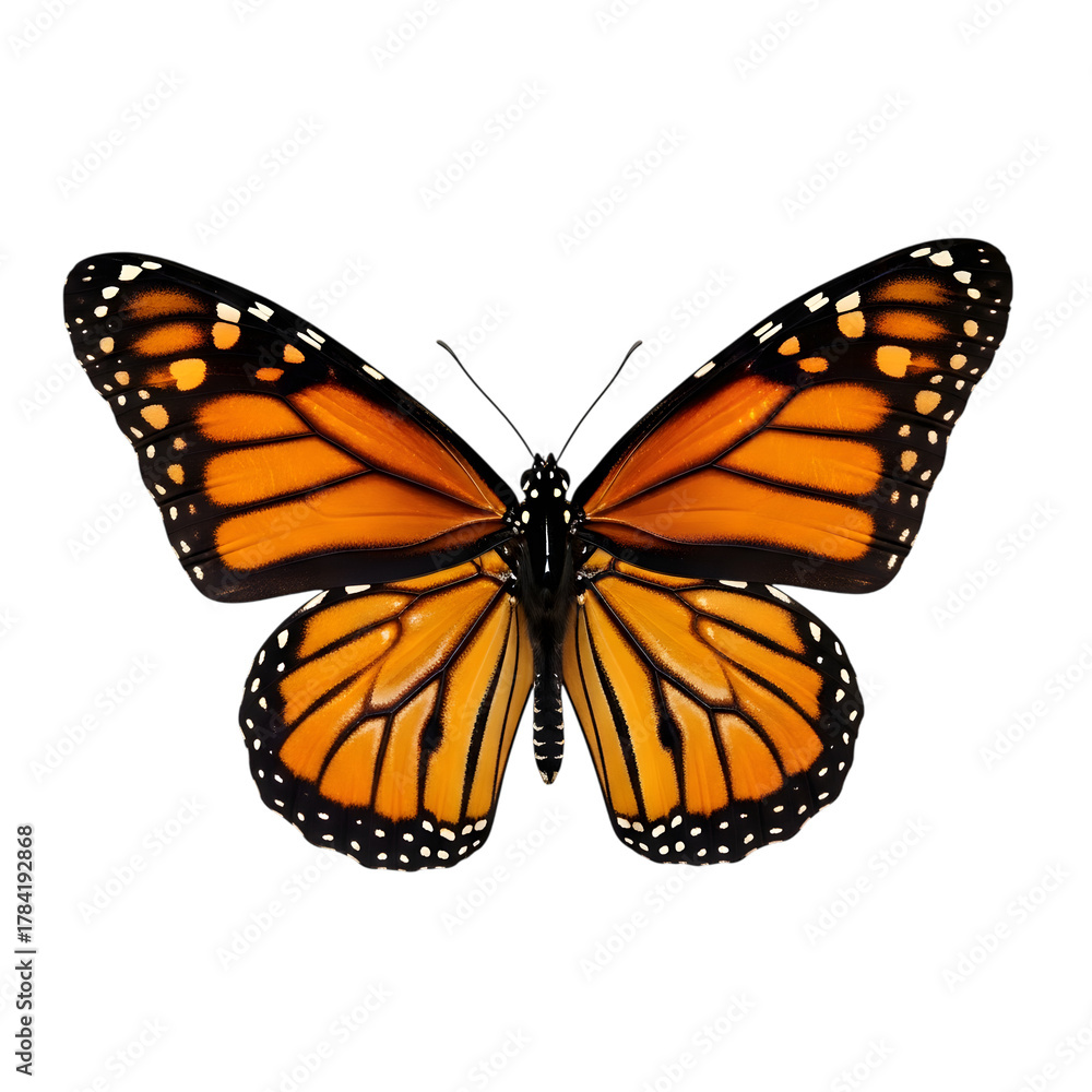 Fototapeta premium Vibrant monarch butterfly with open wings