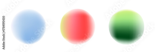 Abstract digital illustration of three colorful gradient spheres in blue red and green on a white background minimal soft and modern design concept
