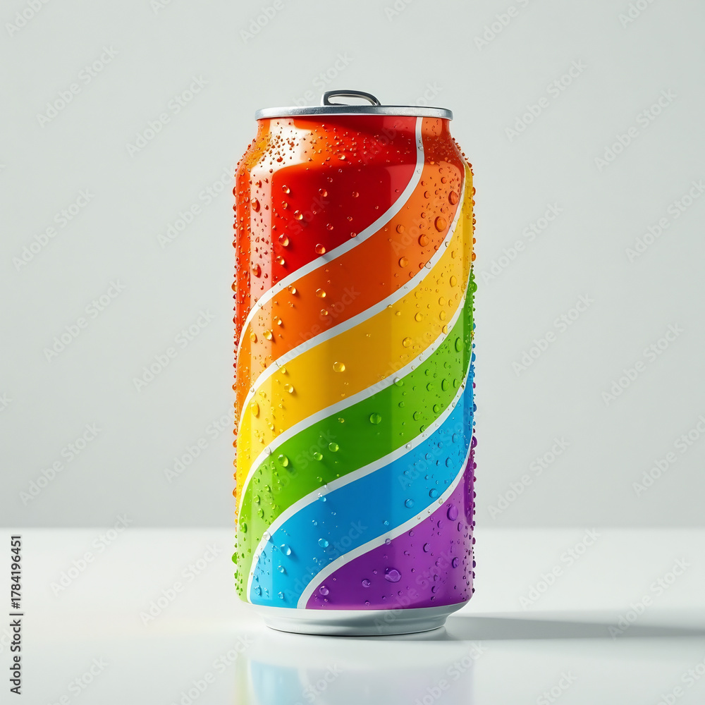 Obraz premium Vibrant Psychedelic Groove Beverage Can Mockup