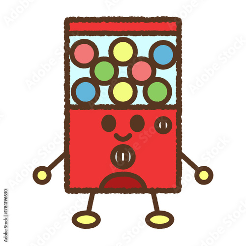 手書き風のキャラクター単品アイコンイラスト　ガチャガチャ