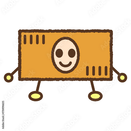 手書き風のキャラクター単品アイコンイラスト　お札