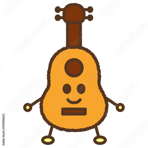 手書き風のキャラクター単品アイコンイラスト　ギター