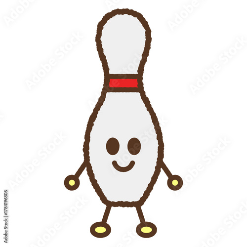手書き風のキャラクター単品アイコンイラスト　ボーリング　ピン