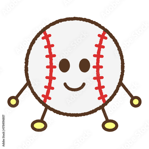 手書き風のキャラクター単品アイコンイラスト　野球ボール