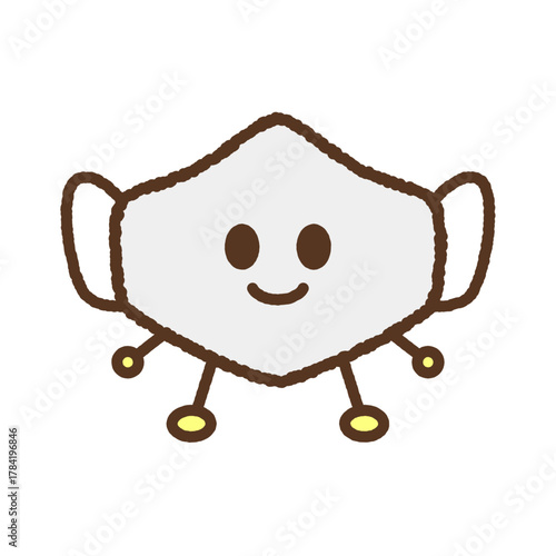 手書き風のキャラクター単品アイコンイラスト　マスク