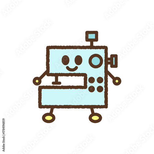 手書き風のキャラクター単品アイコンイラスト　ミシン