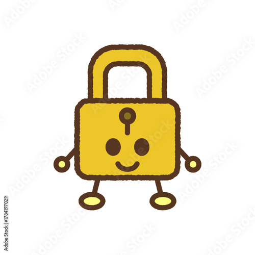 手書き風のキャラクター単品アイコンイラスト　錠前