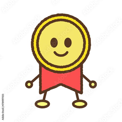 手書き風のキャラクター単品アイコンイラスト　勲章　メダル