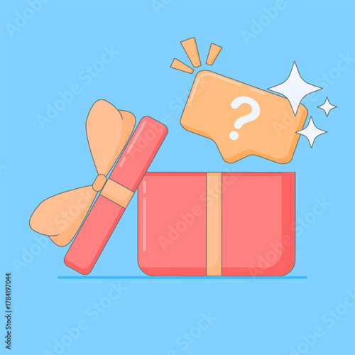 Sticker Design for Gift Box and a question mark.