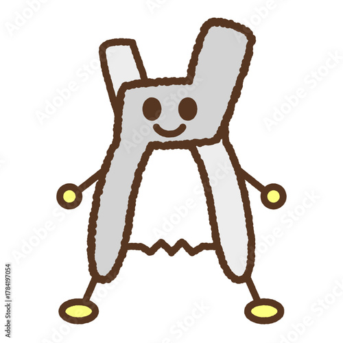 手書き風のキャラクター単品アイコンイラスト　切符切り