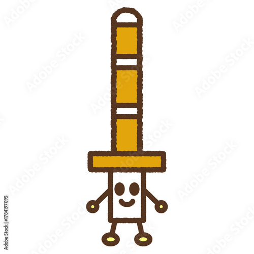 手書き風のキャラクター単品アイコンイラスト　竹刀