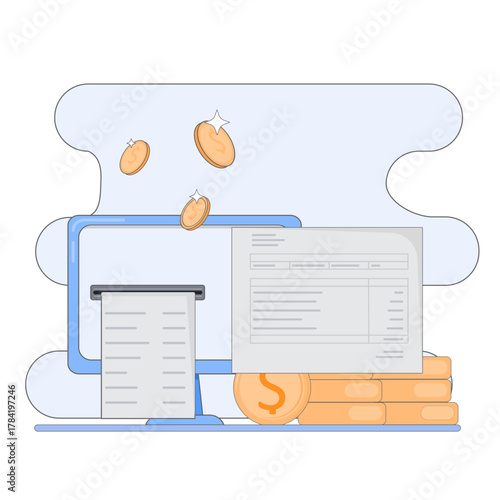 Illustration of digital or automatic salary payments.