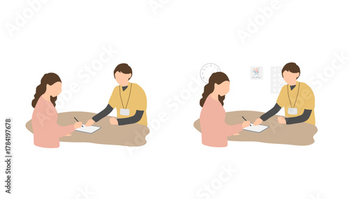 放課後デイサービスで支援計画に電子サインを行う保護者と支援スタッフ