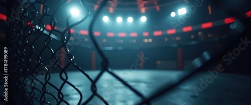 MMA Cage Fighting Arena Octagon Interior Sport Competition Venue