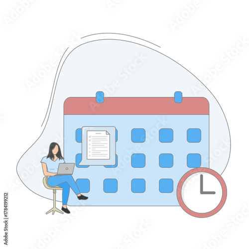 Illustration of Students Arranging Class Schedules for the New Academic Year