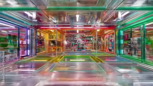 Surreal Multicolored Corridor: A Digital Dreamscape of Refraction and Geometry