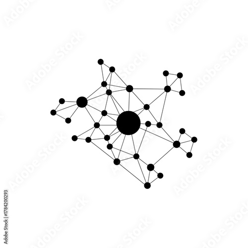 Abstract network graphic with interconnected nodes representing data flow and connections