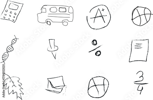 Hand Drawn Doodle Education, School, and Science Icons Set - Learning Sketch Collection