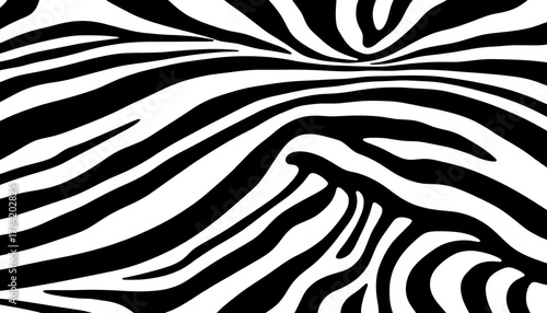 Abstract high-contrast black and white zebra stripes pattern, seamless design,  textile,  repeating
