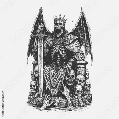 Dark Art Throne borne Skull King Sovereign Illustration