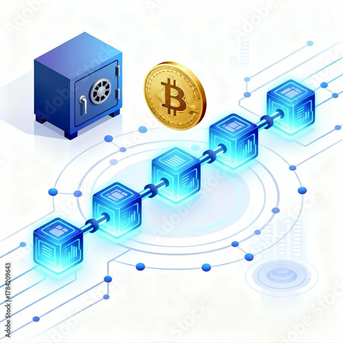 Blockchain Cryptocurrency Digital Currency Network Vector Illustration