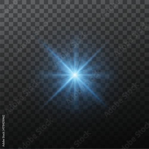 Blue lens flare light without Background for overlay or screen filter over Photos.