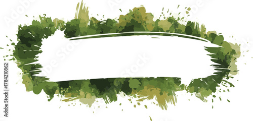 Green Brushstroke Border for Text Insertion: A vibrant watercolor style brushstroke border with a green hue, ideal for text placement, offering a splash of artistry and organic aesthetics. 