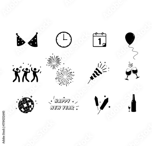 new year celebration icon on white background