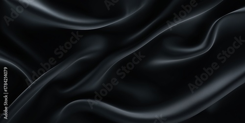 Wallpaper Mural Abstract black wave fluid texture on dark background with soft curved cloth forms and smooth elegant design Torontodigital.ca