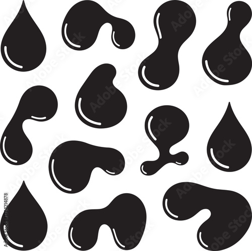 Abstract Black Liquid Drops Pattern