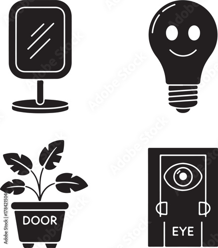 Household and concept glyph icons collection