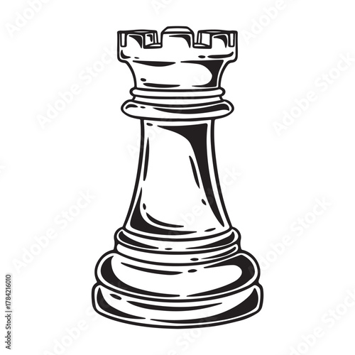 Black and white vector illustration of a chess king on a white background