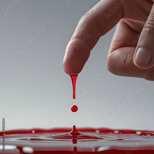 Finger Droplet Precision Concept on Red Surface