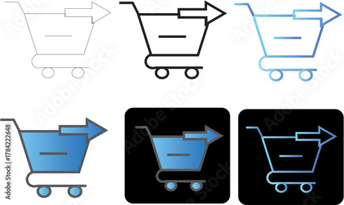 E-Commerce Delivery Cart Icon Set Streamlined Vector Graphic for Online Shopping