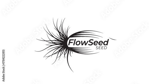Abstract vector illustration of a black eye design with a fly fishing feather pattern and plant decoration symbol art