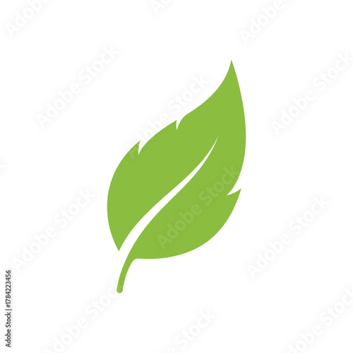 A simple illustration of a green leaf, showcasing natural beauty and organic form.