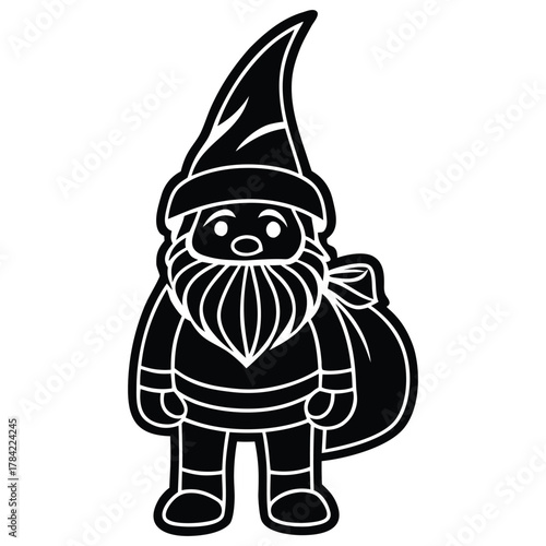 A black silhouette of a fall gnome