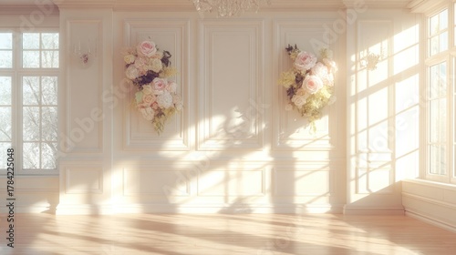 Elegant Room with Floral Decoration and Sunlight