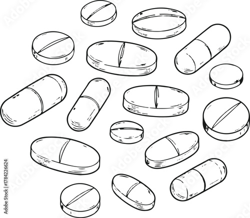 set of medicine pills vector illustration isolated on white